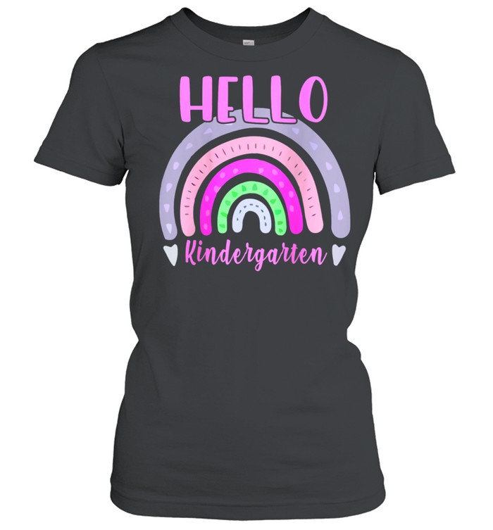 HELLO KINDERGARTEN Teacher Back To School Retro Boho Rainbow shirt Classic Women's T-shirt