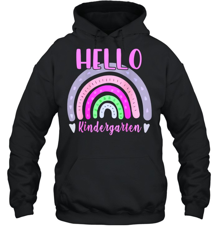 HELLO KINDERGARTEN Teacher Back To School Retro Boho Rainbow shirt Unisex Hoodie