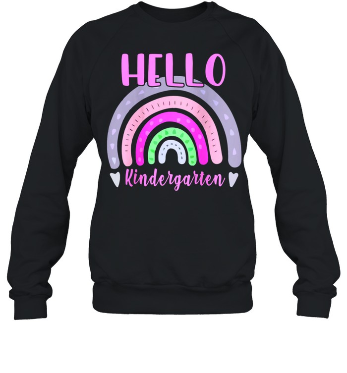 HELLO KINDERGARTEN Teacher Back To School Retro Boho Rainbow shirt Unisex Sweatshirt