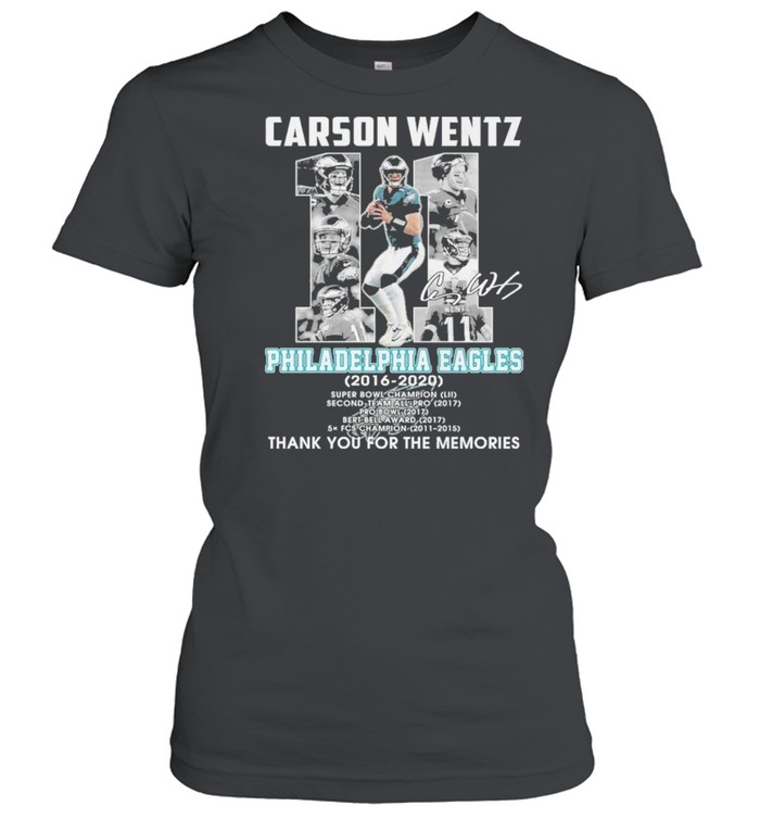 carson wentz 11 philadelphia eagles 2016 2020 thank you for the memories shirt Classic Women's T-shirt