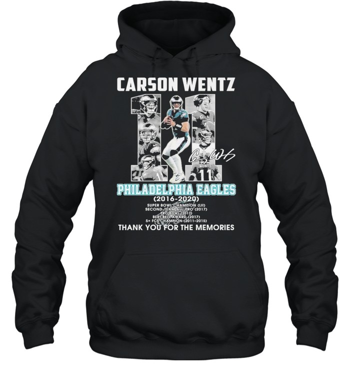 carson wentz 11 philadelphia eagles 2016 2020 thank you for the memories shirt Unisex Hoodie