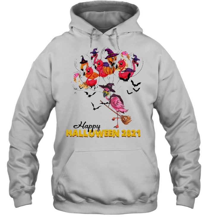 Flamingo Witch Happy Halloween 2021 shirt Unisex Hoodie