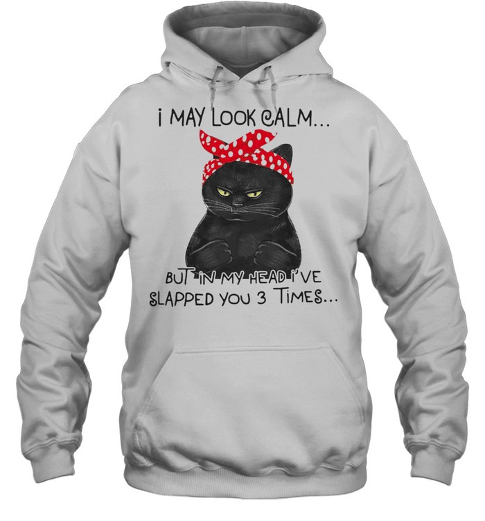 I May Look Calm But In My Head I’ve Slapped You 3 Times Black Cat T-shirt Unisex Hoodie