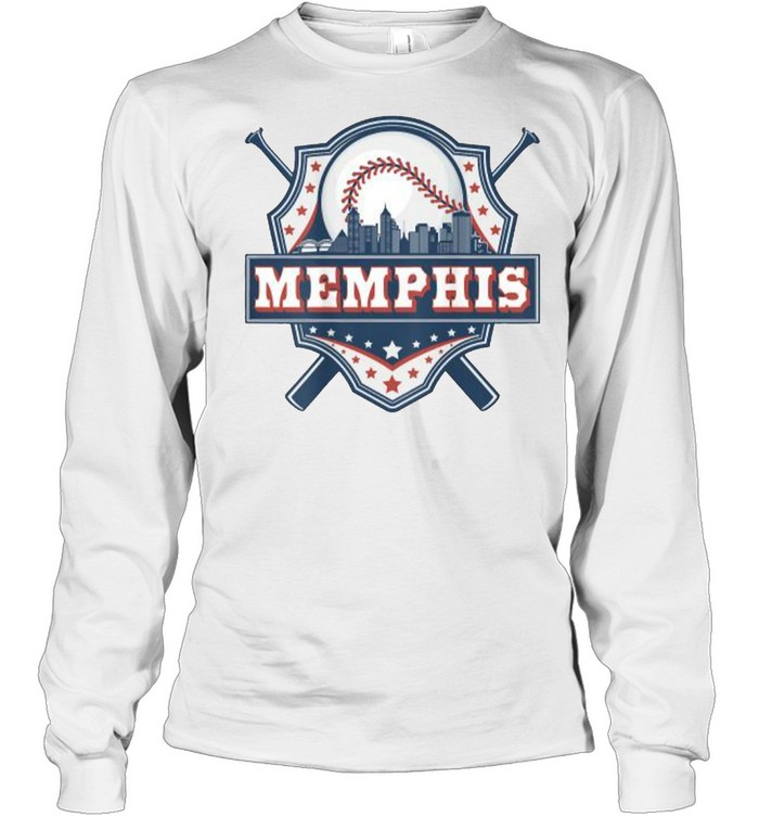 Memphis Baseball Skyline Cityscape Baseball T- Long Sleeved T-shirt