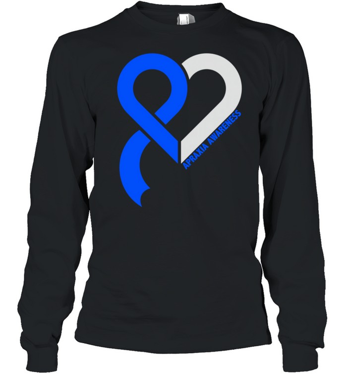 Apraxia Awareness brain disease Related Heart Ribbon shirt Long Sleeved T-shirt