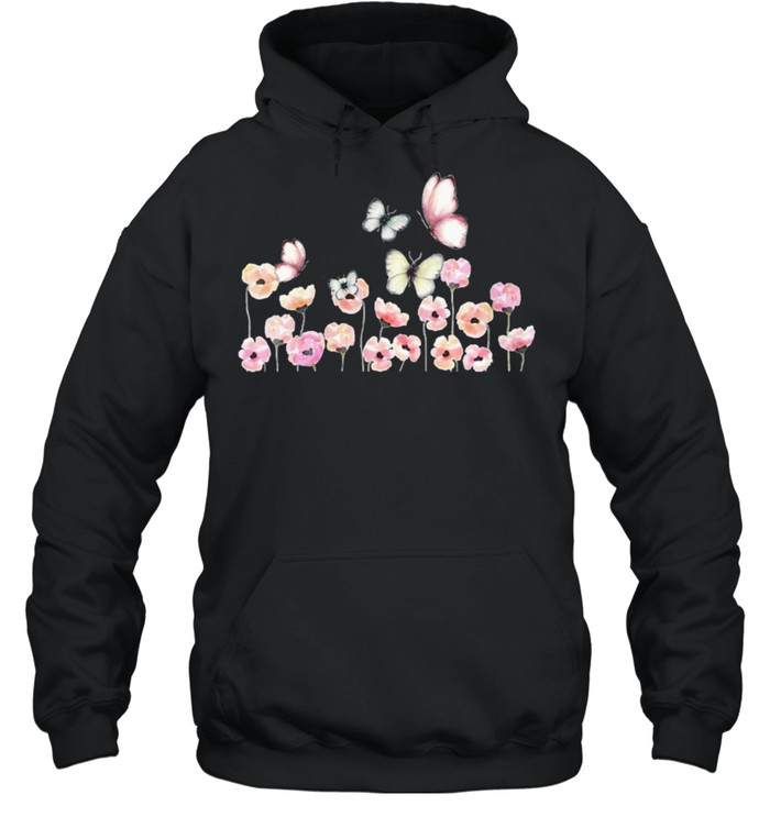 butterfly flower pink flowers cute pretty beautiful shirt Unisex Hoodie