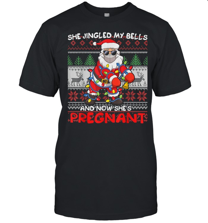 Mens Santa Claus Ugly Christmas Pregnancy Announcement shirt Classic Men's T-shirt