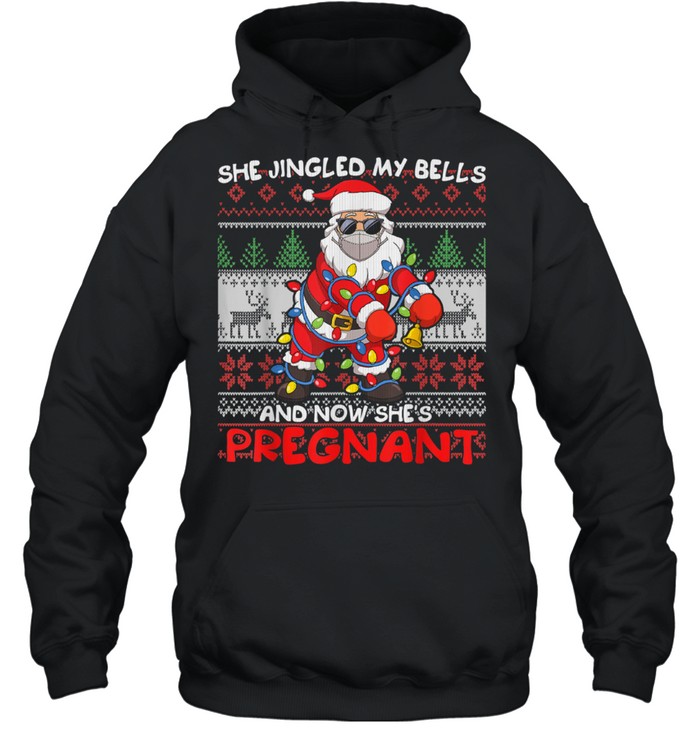 Mens Santa Claus Ugly Christmas Pregnancy Announcement shirt Unisex Hoodie