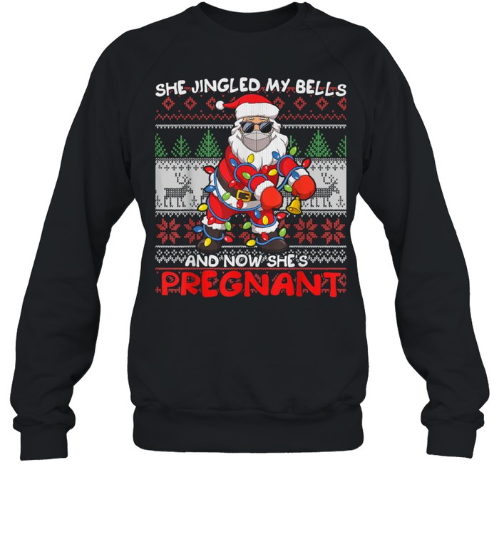 Mens Santa Claus Ugly Christmas Pregnancy Announcement shirt Unisex Sweatshirt