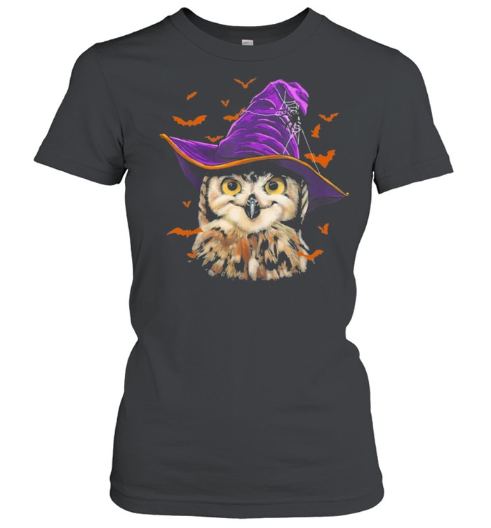 Owl Wearing Magic Halloween Hat shirt Classic Women's T-shirt