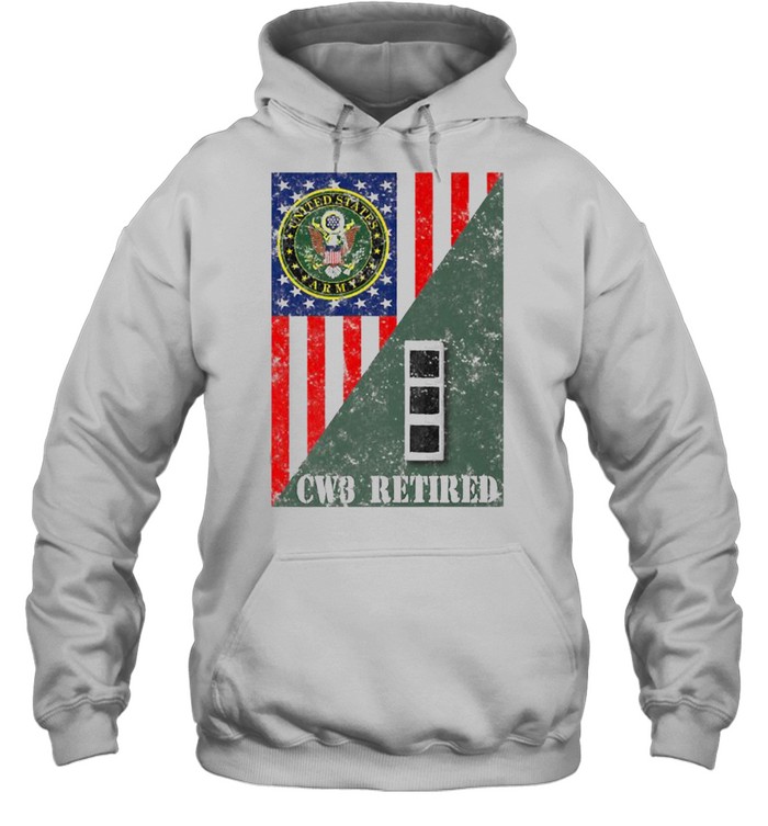 Retired Army Chief Warrant Officer CW3 Half Rank & Flag Premium T- Unisex Hoodie