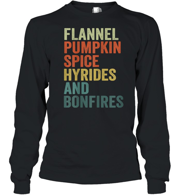 Flannel Pumpkin Spice Fall Saying Apparel Thanksgiving shirt Long Sleeved T-shirt