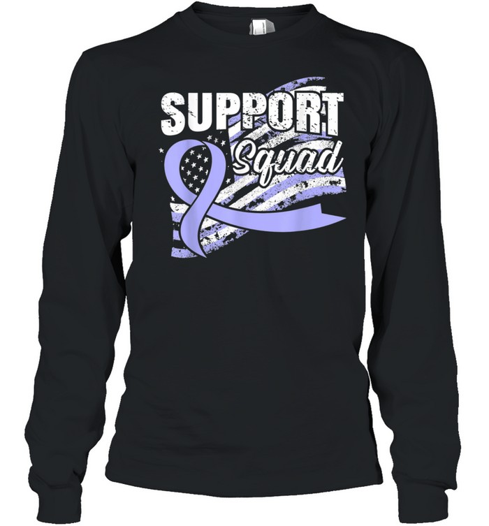 Gastric Cancer Support Squad USA Flag Awareness Ribbon shirt Long Sleeved T-shirt