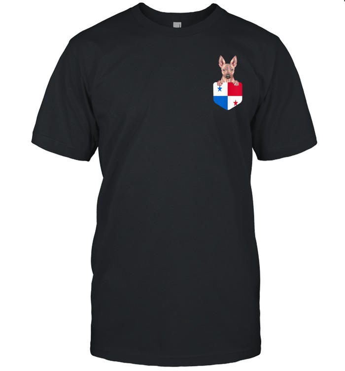 Panama Flag American Hairless Terrier Dog In Pocket shirt Classic Men's T-shirt