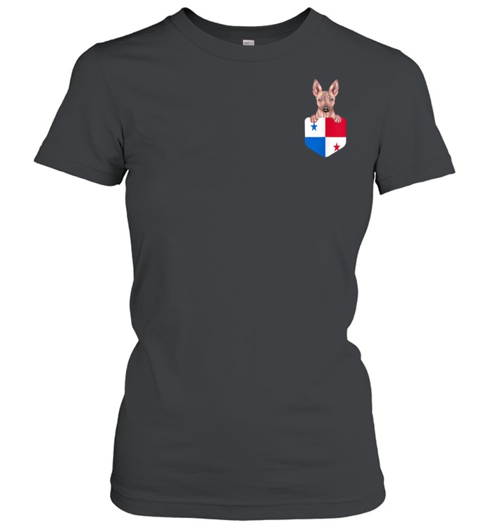 Panama Flag American Hairless Terrier Dog In Pocket shirt Classic Women's T-shirt