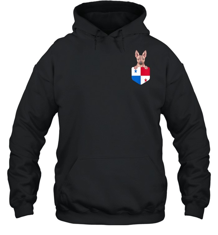 Panama Flag American Hairless Terrier Dog In Pocket shirt Unisex Hoodie