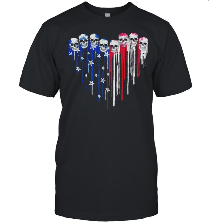 Skulls Heart American flag shirt Classic Men's T-shirt