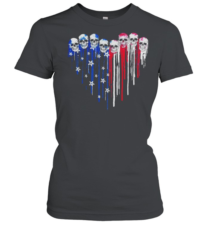 Skulls Heart American flag shirt Classic Women's T-shirt