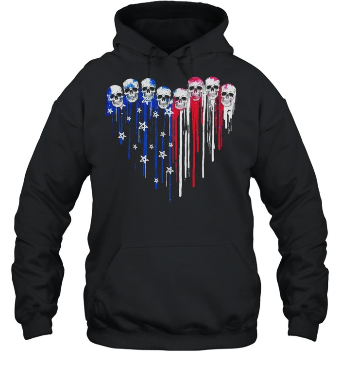 Skulls Heart American flag shirt Unisex Hoodie