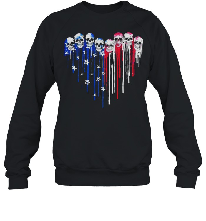 Skulls Heart American flag shirt Unisex Sweatshirt