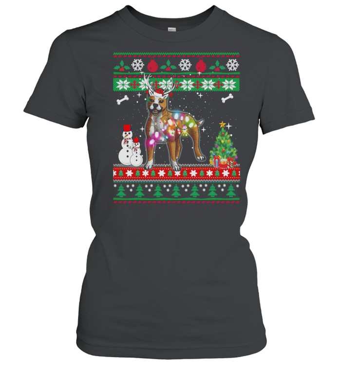 Staffordshire Terrier Christmas Lights Xmas Dog shirt Classic Women's T-shirt