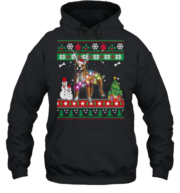 Staffordshire Terrier Christmas Lights Xmas Dog shirt Unisex Hoodie