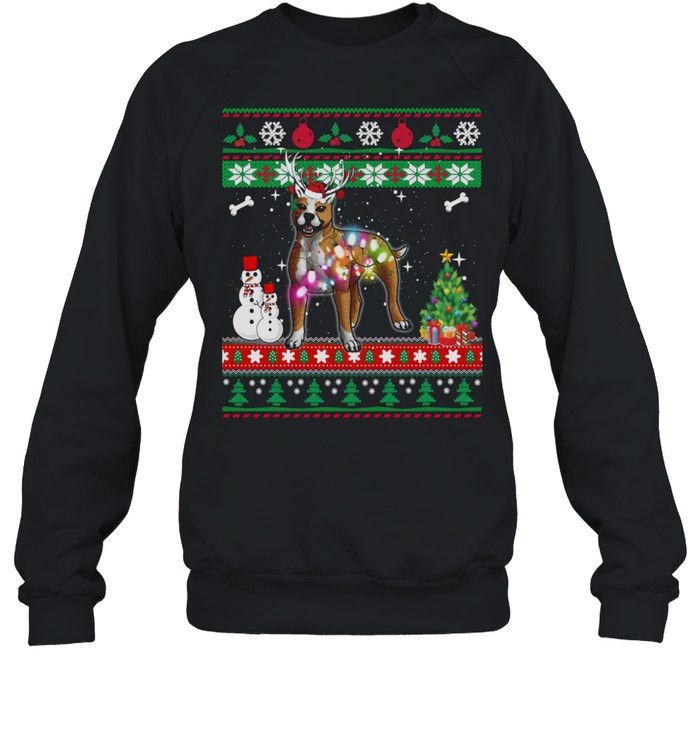 Staffordshire Terrier Christmas Lights Xmas Dog shirt Unisex Sweatshirt