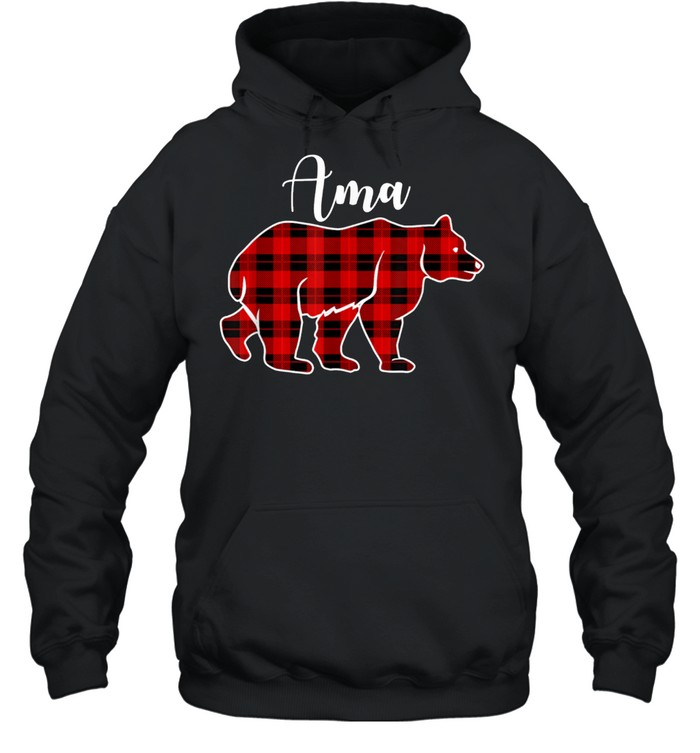 Ama Bear Red Plaid Christmas Costume Matching Family shirt Unisex Hoodie