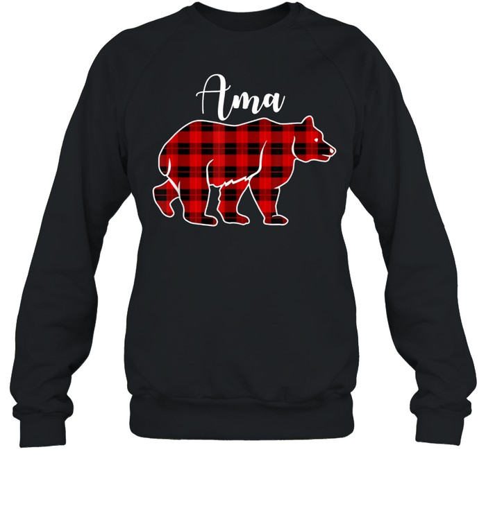 Ama Bear Red Plaid Christmas Costume Matching Family shirt Unisex Sweatshirt