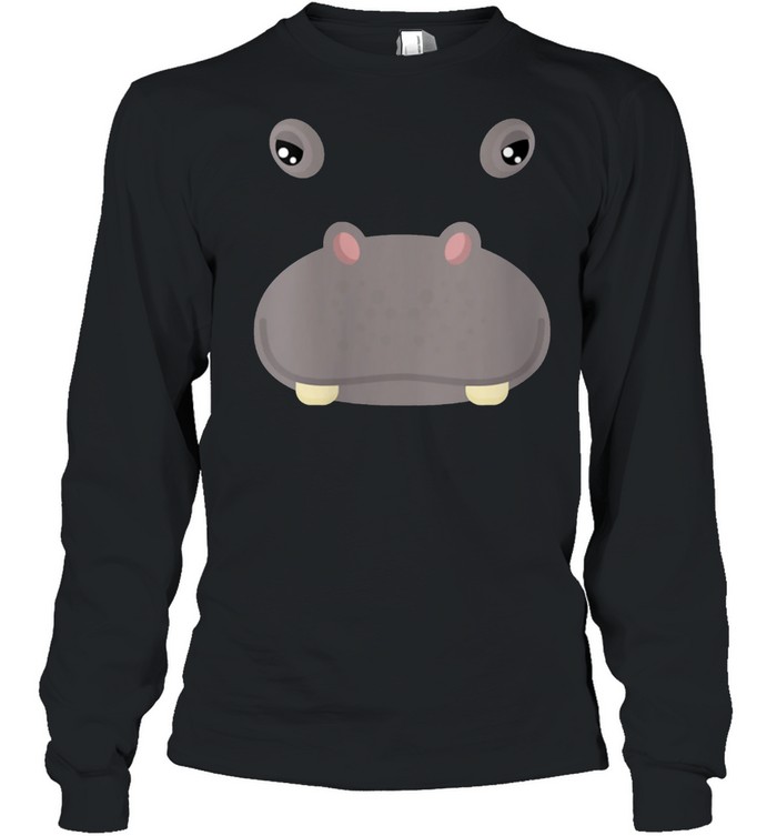 Animal Face Hippo Costume Halloween Adults shirt Long Sleeved T-shirt