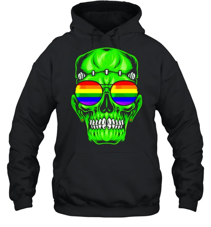 LGBT Frankenstein glasses rainbow shirt Unisex Hoodie