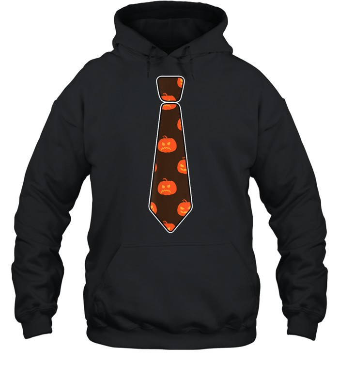 Neck Tie Halloween Pattern Lazy Costume Pumpkin shirt Unisex Hoodie