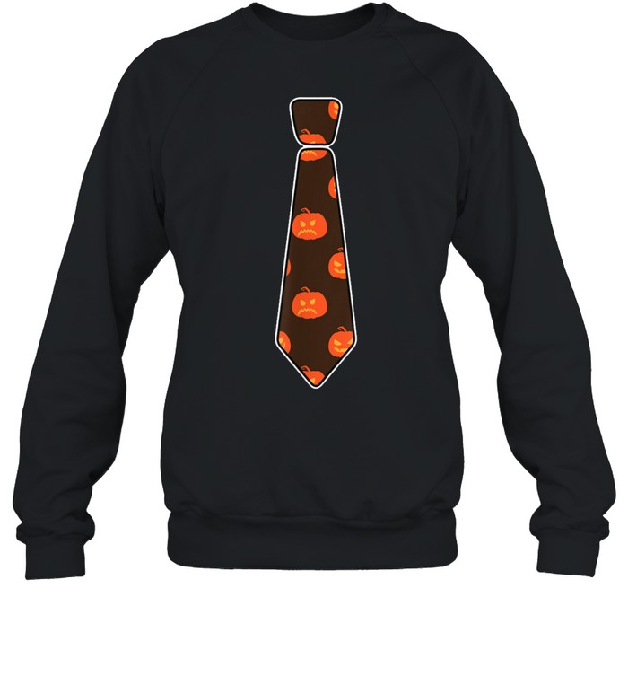 Neck Tie Halloween Pattern Lazy Costume Pumpkin shirt Unisex Sweatshirt