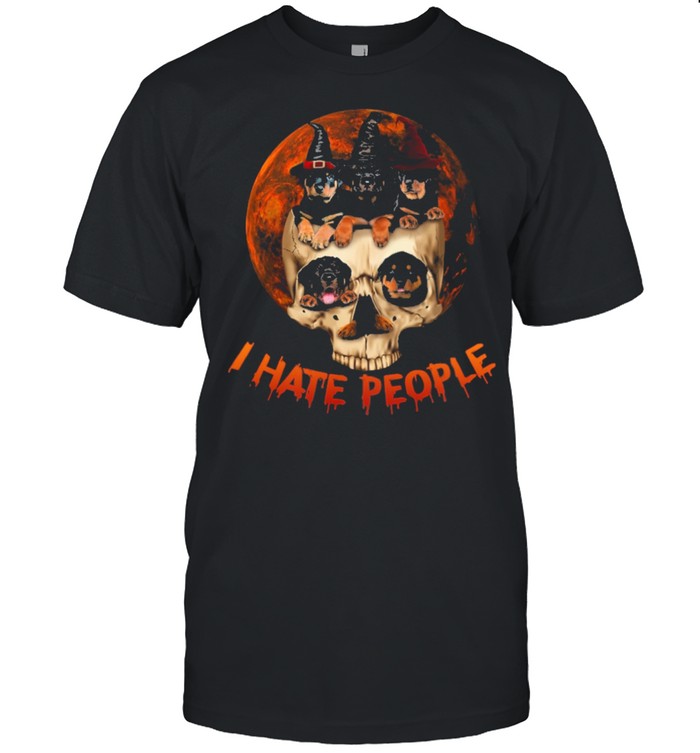 Skull Rottweiler Witch I hate people Halloween shirt Classic Men's T-shirt