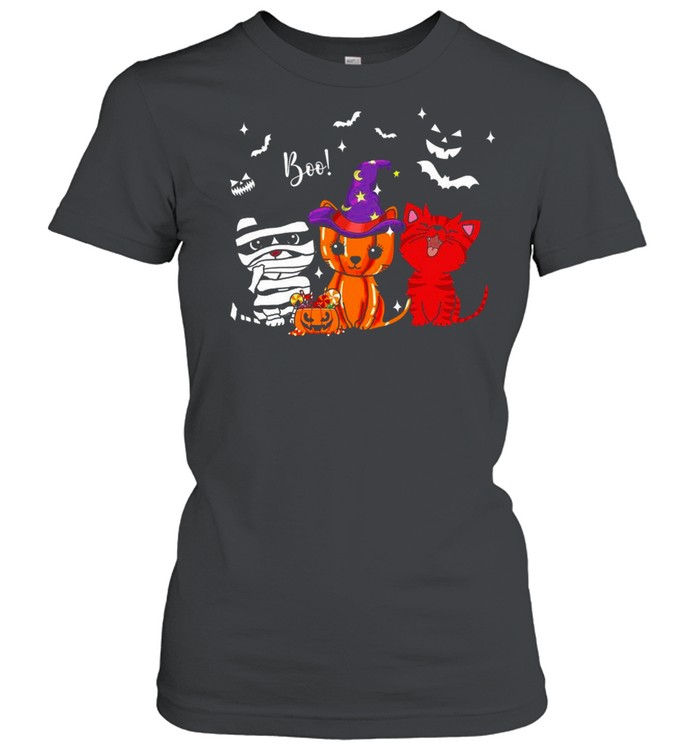 Cats Witch Boo Happy Halloween Classic Women's T-shirt