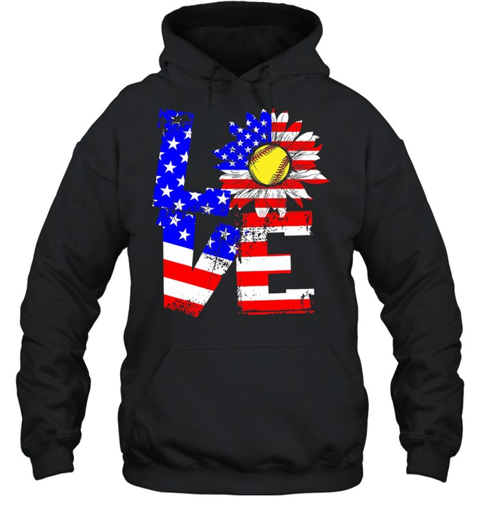 Love Sunflower Baseball American flag shirt Unisex Hoodie