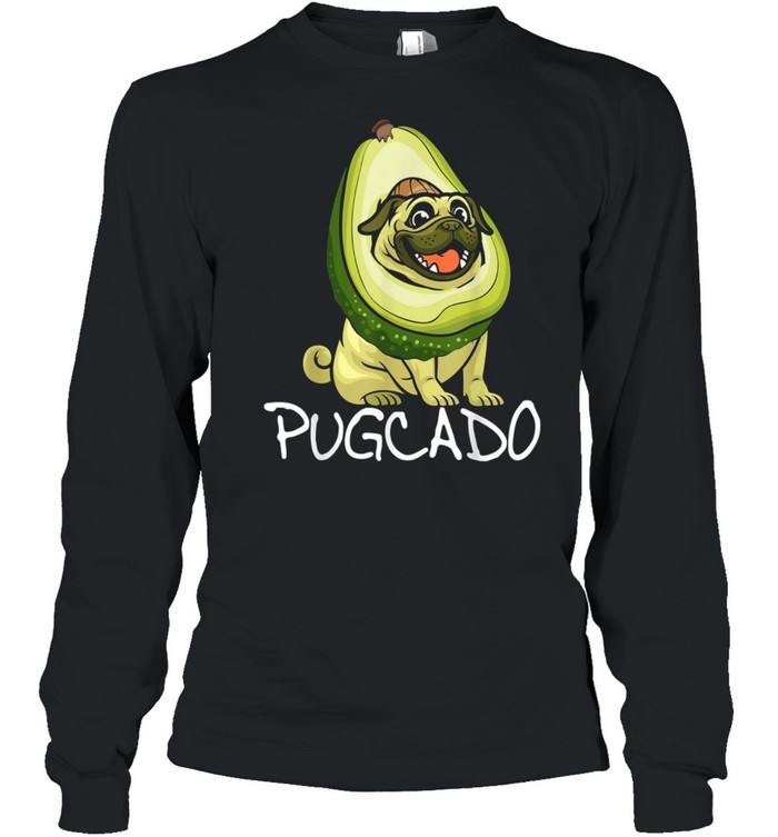 Pugcado Cute Halloween Pug Dog Avocado Vegan Vegetarians shirt Long Sleeved T-shirt