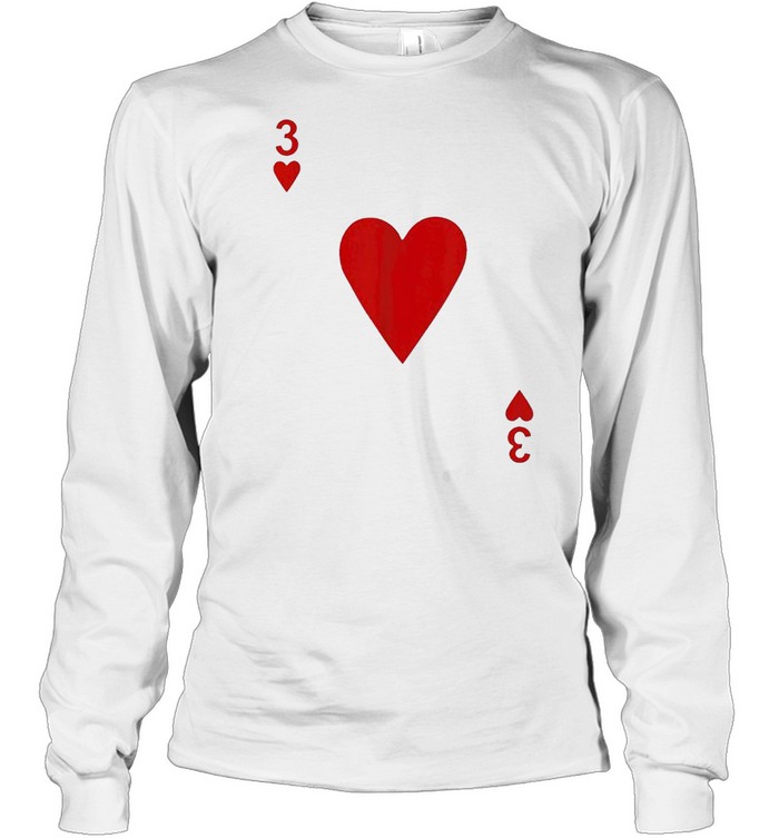 Three of hearts blackjack playing cards shirt Long Sleeved T-shirt