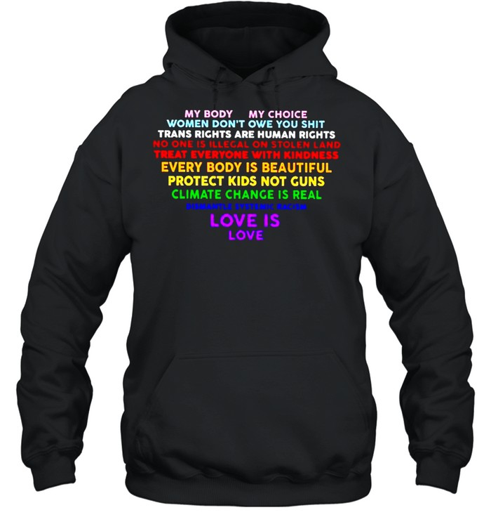 My body my choice women don’t owe you shit trans rights shirt Unisex Hoodie