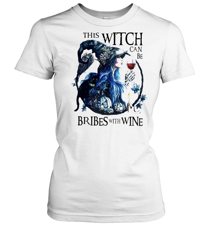 This witch can be bribed with wine halloween shirt Classic Women's T-shirt