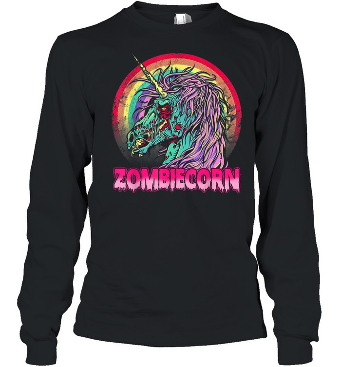 Zombiecorn Zombie Unicorn Halloween Costume Rainbow shirt Long Sleeved T-shirt