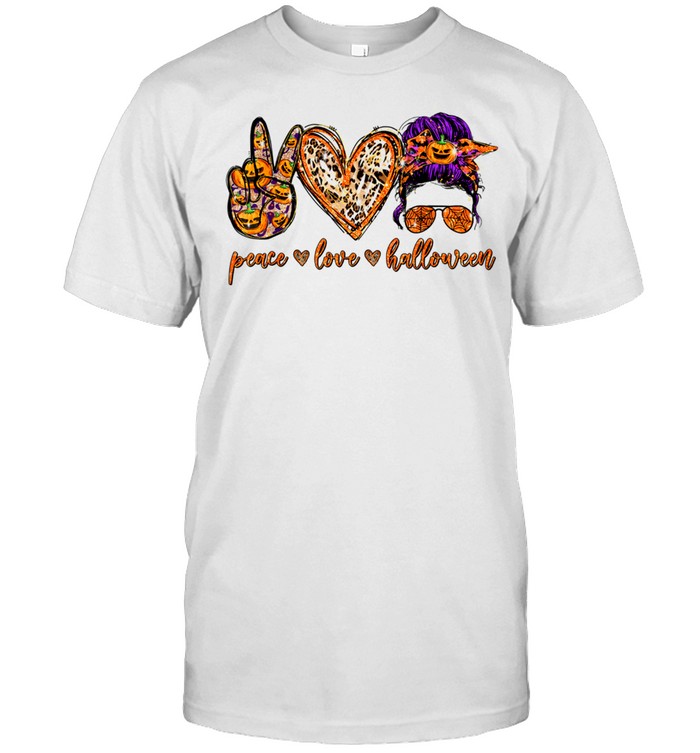 Peace Love Halloween Messy Bun Sunglasses Costume shirt Classic Men's T-shirt