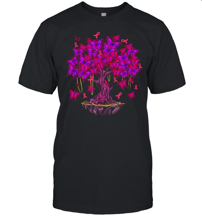 Butterfly Pink Ribbon Tree Breast Cancer Awareness T-shirt Classic Men's T-shirt
