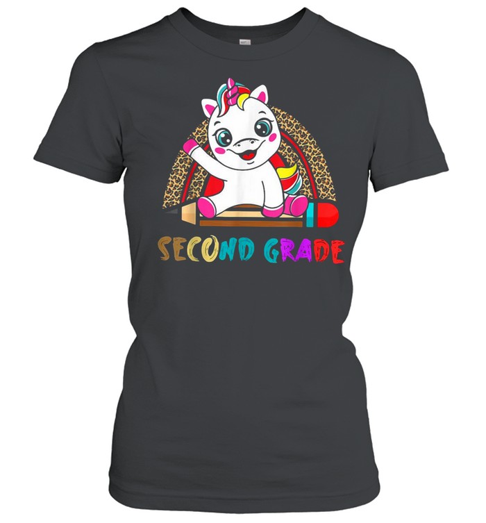 Second Grade Leopard Rainbow Boys Girls Unicorn Grade T-shirt Classic Women's T-shirt