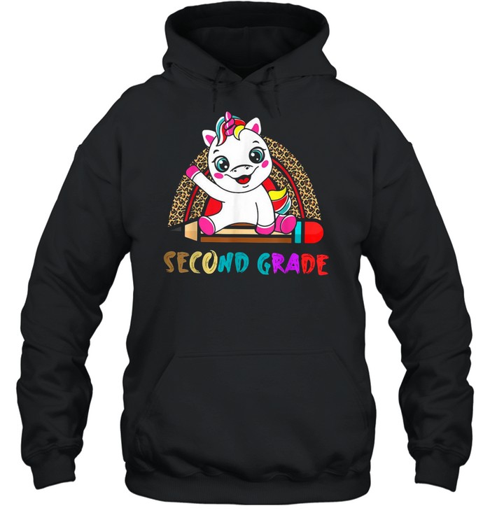 Second Grade Leopard Rainbow Boys Girls Unicorn Grade T-shirt Unisex Hoodie