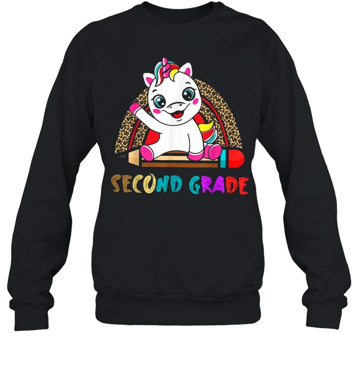 Second Grade Leopard Rainbow Boys Girls Unicorn Grade T-shirt Unisex Sweatshirt