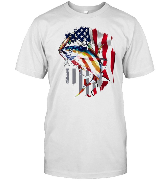 Tuna Fishing American Flag Custom Performance s Classic Men's T-shirt