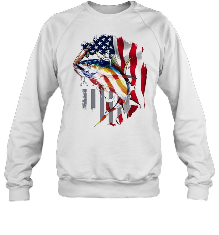 Vintage Fishing Clothes American Flag Bass Fishing Shirt & Hoodie 