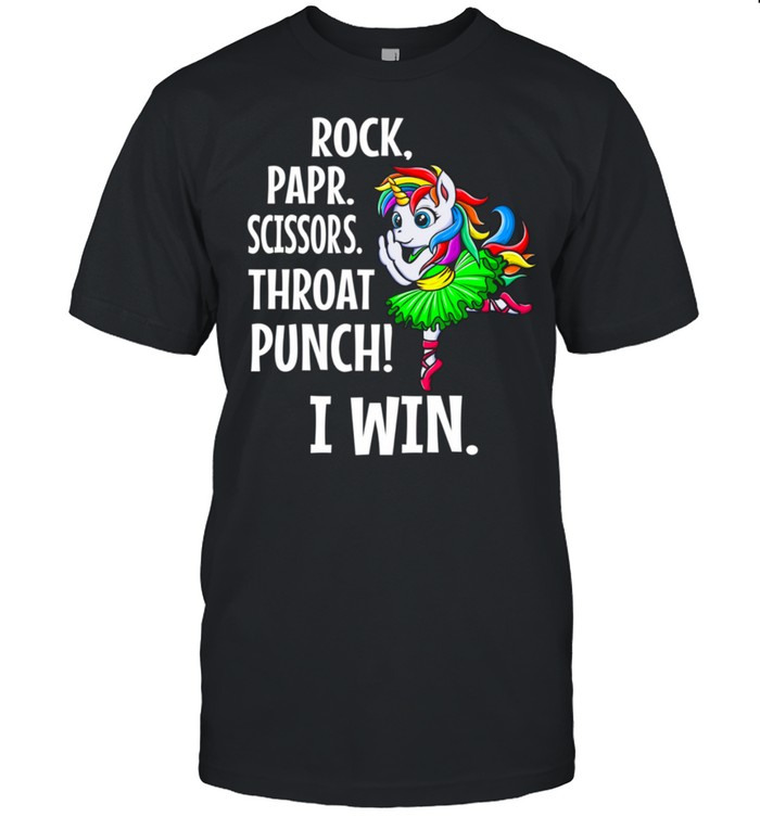 Rock Paper Scissors Throat Punch I Win Unicorn shirt Classic Men's T-shirt