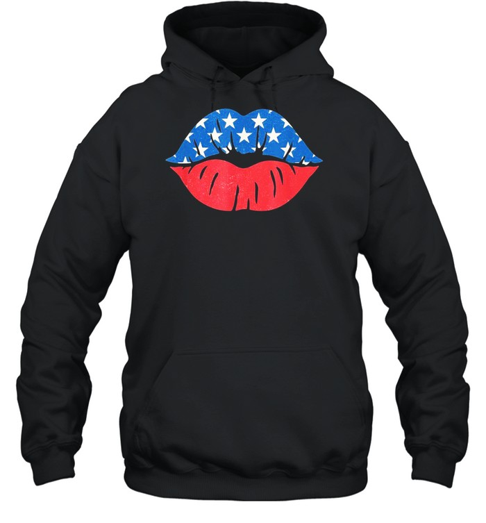 4th of July Patriotic Flag lips shirt Unisex Hoodie